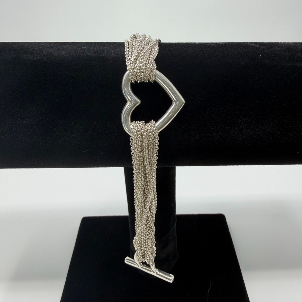 Tiffany & Co. Silver Multi-Strand Mesh Heart Bracelet EUC -Full Inclusion - Picture 2 of 6